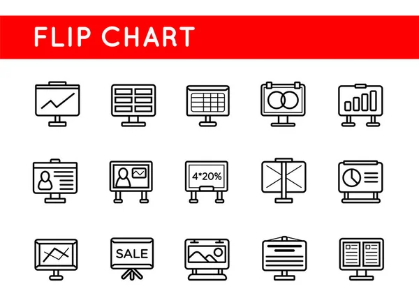 Set Van Flip Chart Office Pictogrammen Vectoriconen Voor Alle Doeleinden — Stockvector