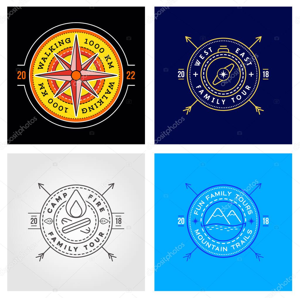 Set of Summer camp badges. Vector. Concept for shirt or logo, print, stamp, patch or tee. Vintage typography design.