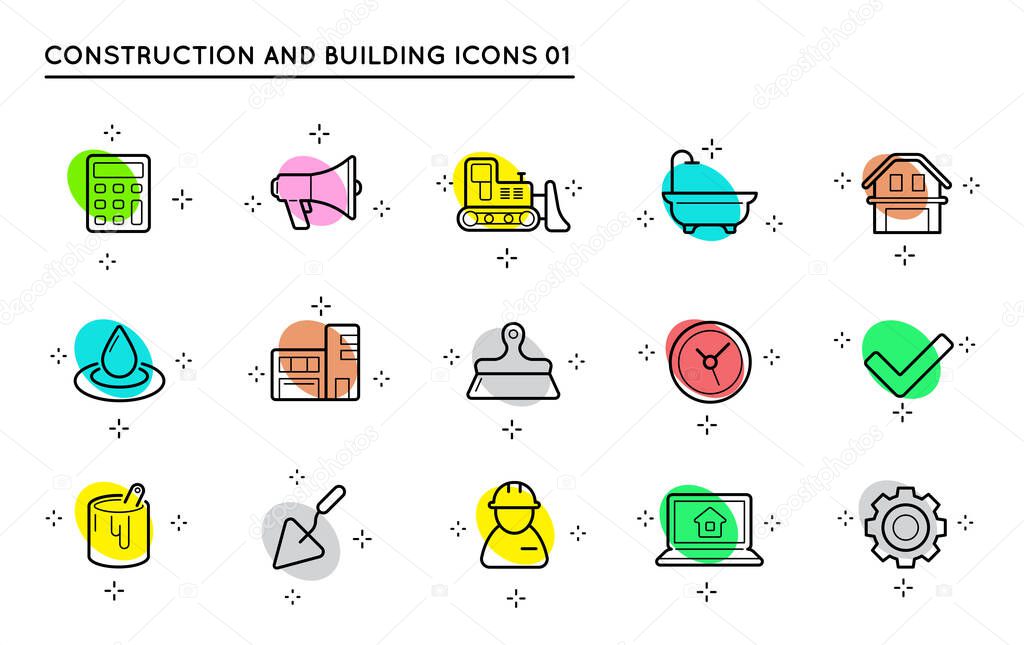 Set of Vector Construction and Building Icons. Home and Repair. 