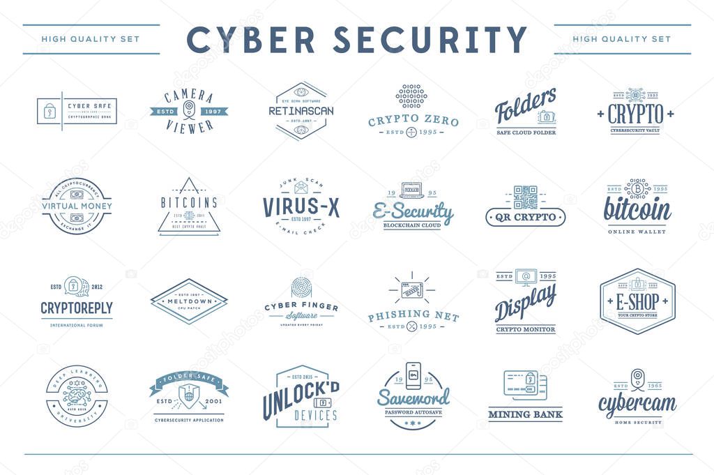 Big Set of Vector Cyber Security Identity Badges and Signs