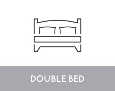 Çift yatak ikonu. Vektör sembolü şablonu