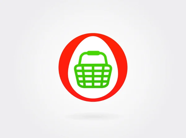 绿色购物篮图标 网上商店和市场要素 — 图库矢量图片