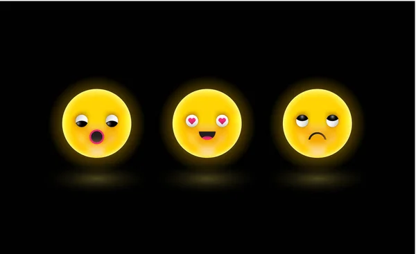 Set Emoticons Emoji Vector Illustration — Stock Vector