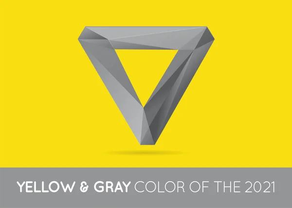 时尚的水晶三角宝石符号元素在时尚的黄色和灰色色标中 几何低多边形风格 视觉身份 — 图库矢量图片