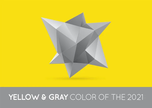 Trendy Crystal Triangulated Gem Sign Element Dans Trendy Jaune Gris — Image vectorielle