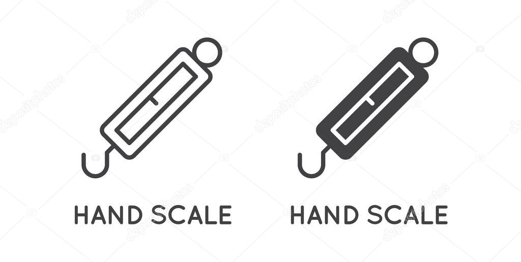 Set of Minimal Weight and Scales Related Vector Line Icons. Perfect Pixel. Outlined and Filled.