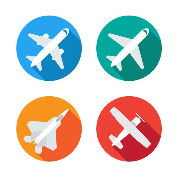 Aircraft or Airplane Icons Set — Stock Vector