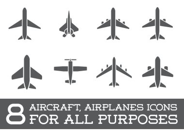 Uçak veya uçak Icons Set