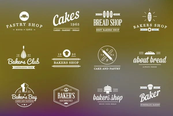 Pékség péksütemény elemek és ikonok kenyér — Stock Vector
