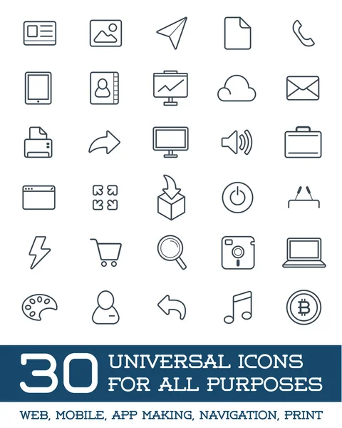 Set de 30 iconos universales — Vector de stock