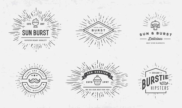 Sunburst Element Set for Logo Creating — Stock Vector