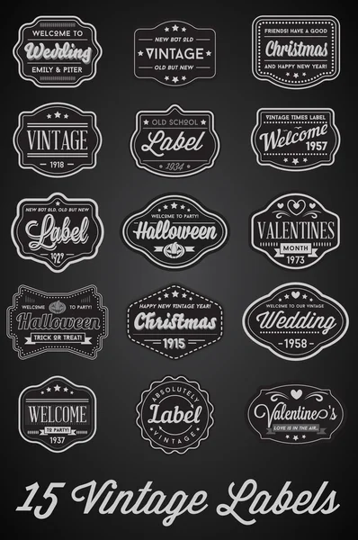 Set de 15 etiquetas retro vintage — Vector de stock