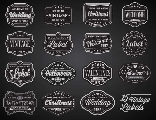 Set de 15 etiquetas retro vintage — Vector de stock