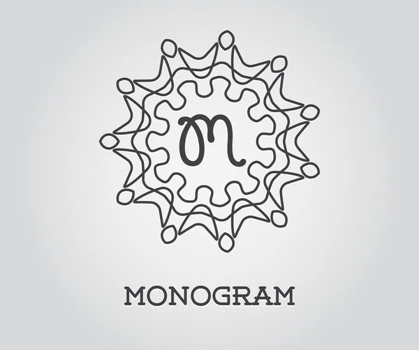 Modèle de conception de monogramme avec lettre M — Image vectorielle