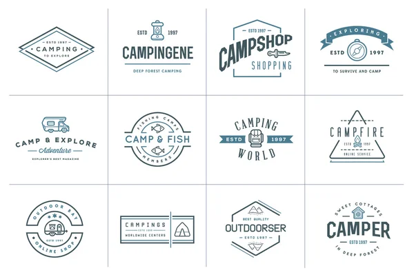 Set of Camping Camp Elements — 图库矢量图片