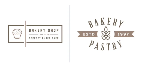 Panadería Elementos de pastelería e iconos de pan — Vector de stock