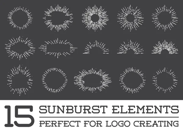 Set of 15 Sunburst Elements — Stock Vector