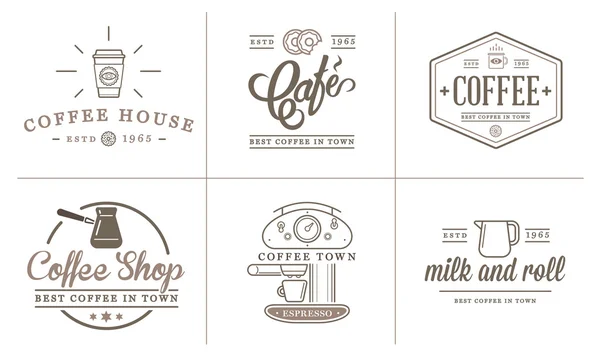 Modelos de café Logotype e acessórios de café — Vetor de Stock