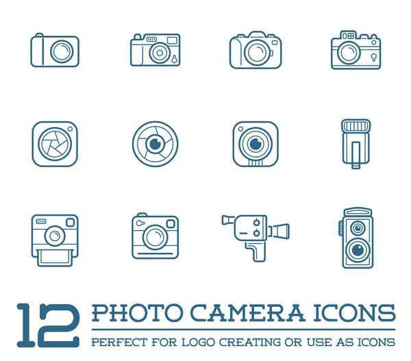 Cámara de fotos e iconos de la cámara de vídeo — Vector de stock