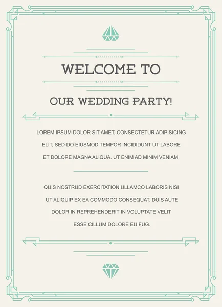 Gran estilo de invitación a la fiesta de bodas — Archivo Imágenes Vectoriales