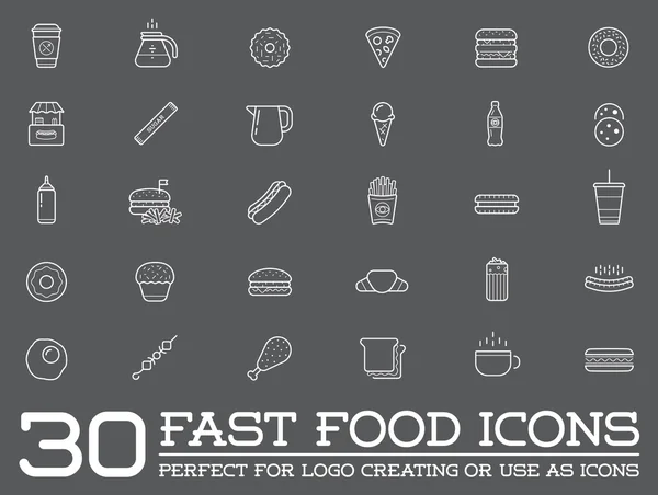 Set de Elementos de Comida Rápida Iconos — Vector de stock