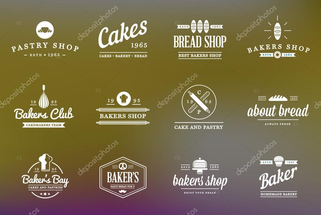 Set of Vector Bakery Pastry Elements and Bread Icons Illustration can be used as Logo or Icon in premium quality