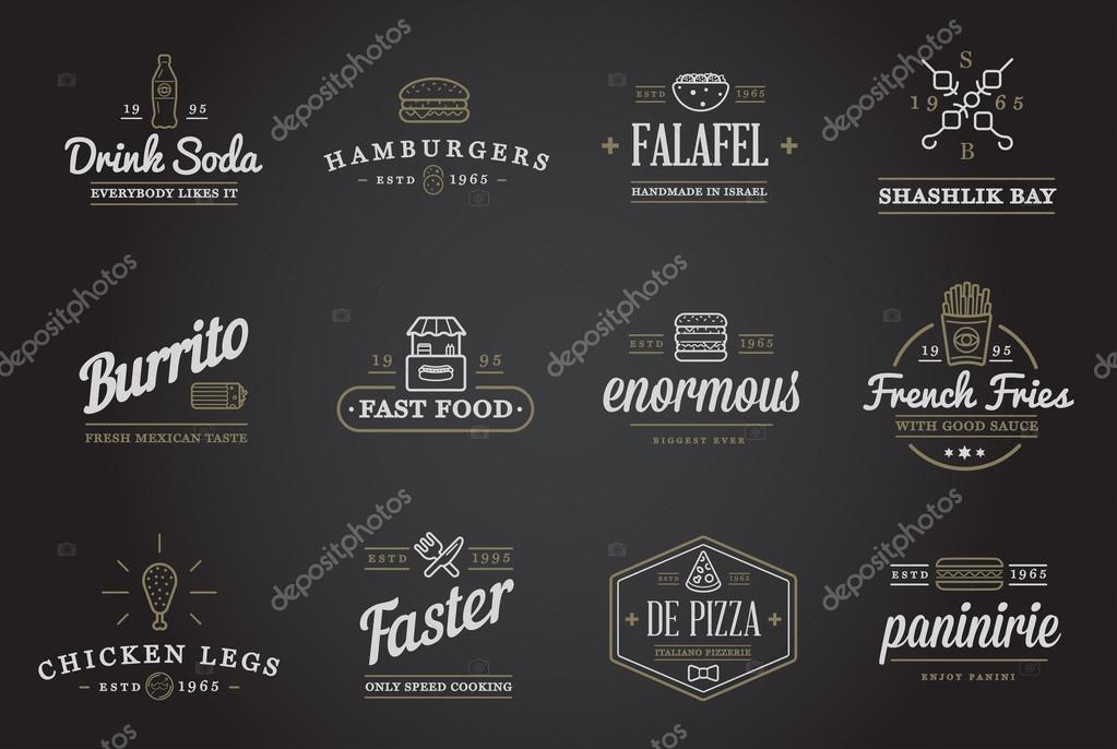 Set of Vector Fastfood Fast Food Elements Icons and Equipment as Illustration can be used as Logo or Icon in premium quality