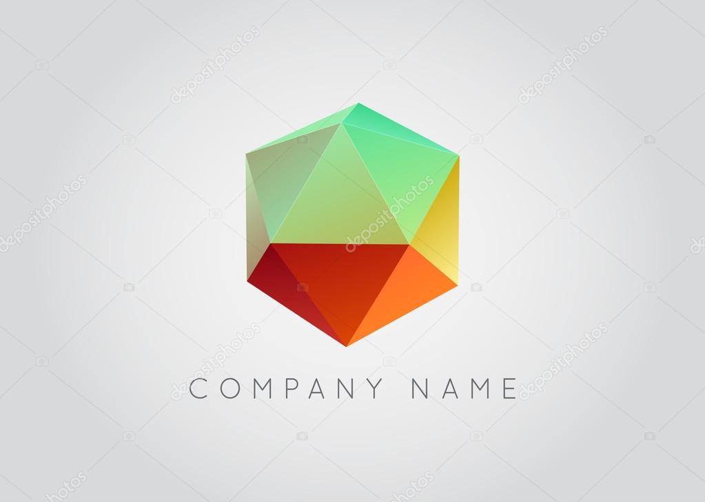 Trendy Crystal Triangulated Gem Logo Element Perfect for Business Geometric Low Polygon Style Visual Identity Vector