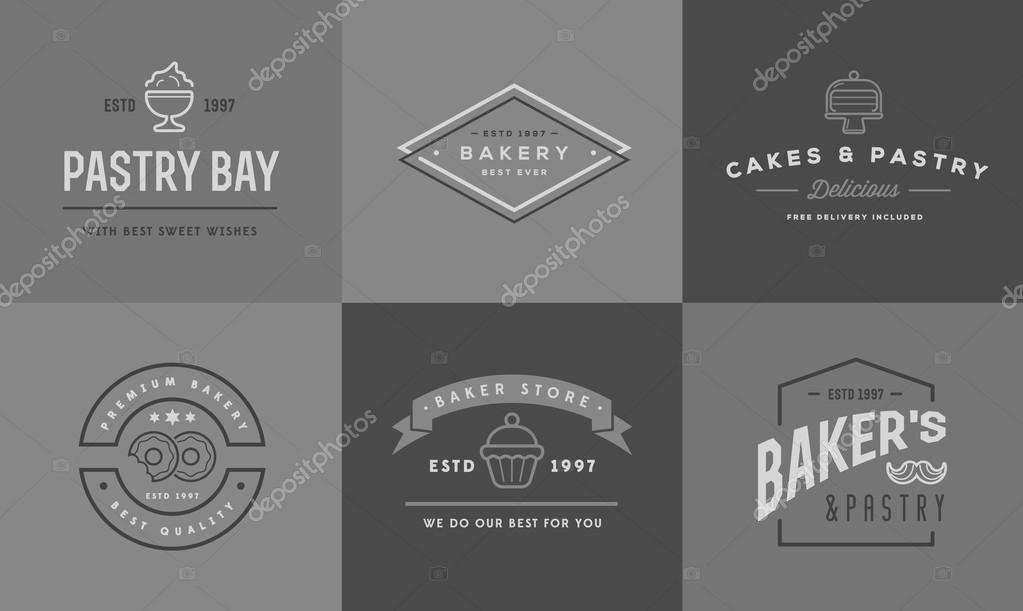 Set of Vector Bakery Pastry Elements and Bread Icons Illustration can be used as Logo or Icon in premium quality