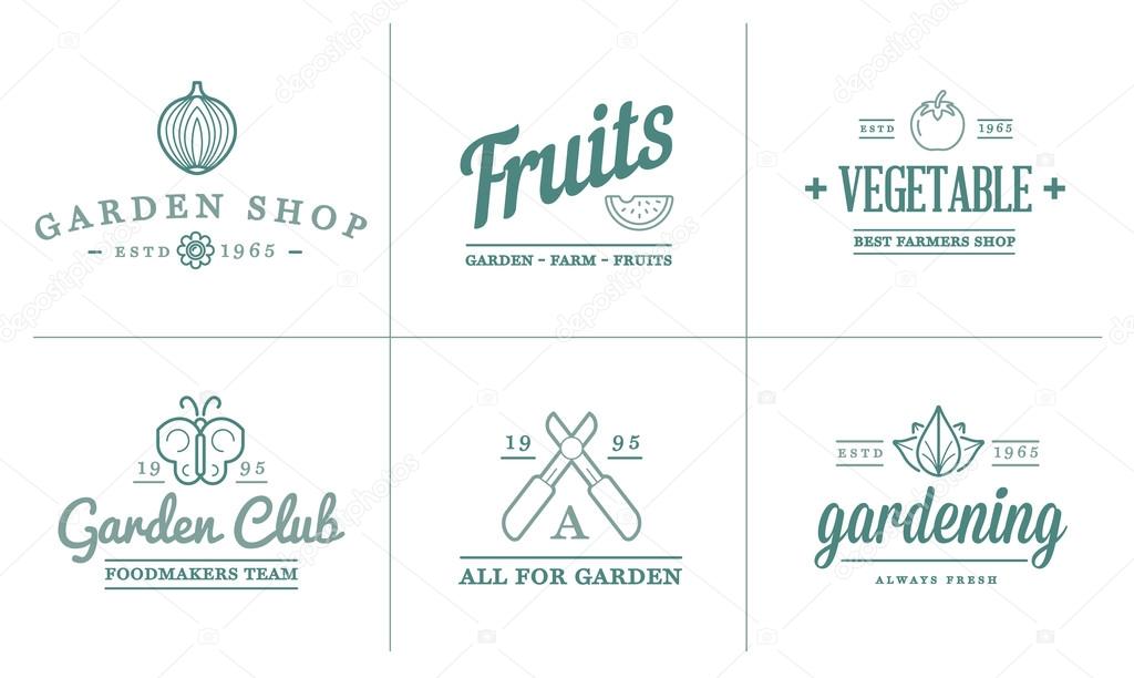 Set of Vector Garden and Farm Elements and Fruits or Vegetables Icons Illustration can be used as Logo or Icon in premium quality