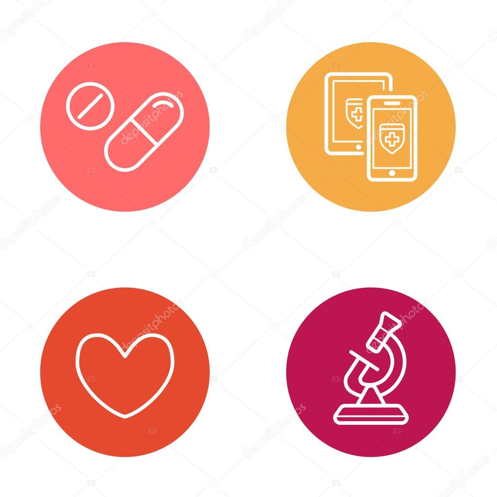 Round Circle Medical Buttons with Icons