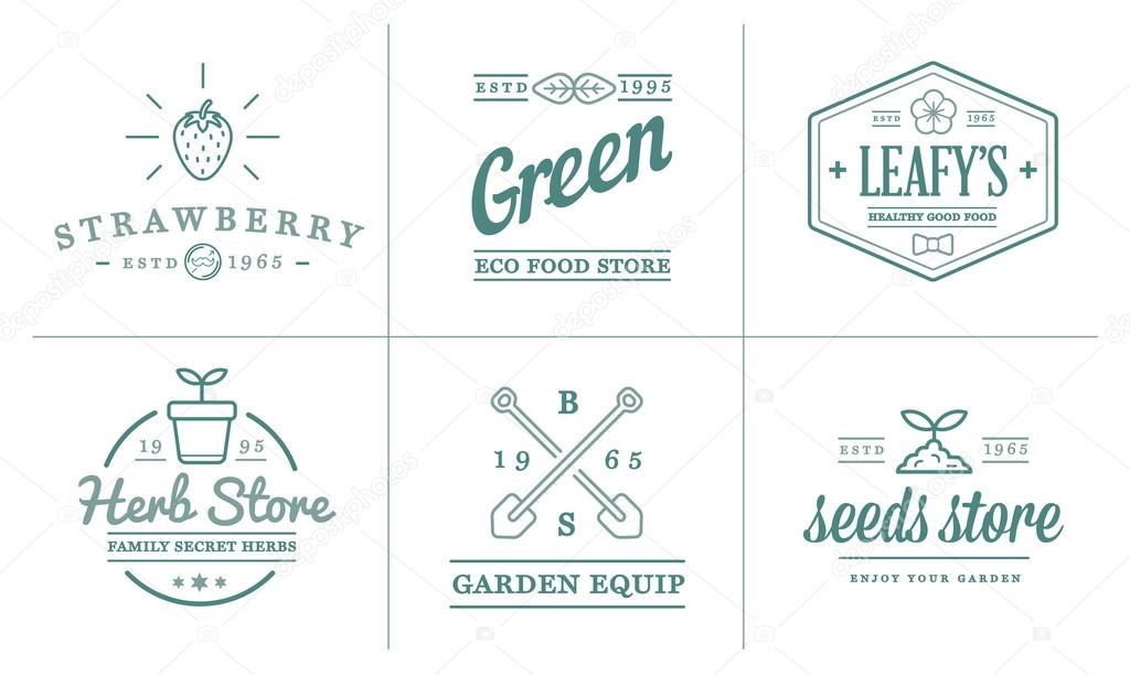 Set of Vector Garden and Farm Elements and Fruits or Vegetables Icons Illustration can be used as Logo or Icon in premium quality