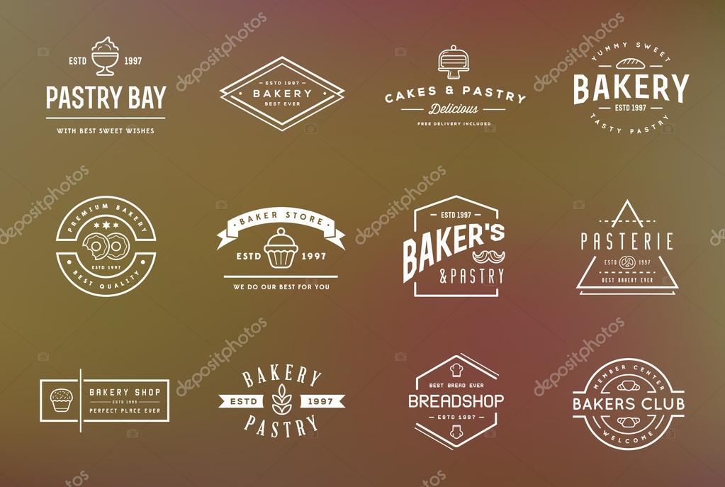 Set of Vector Bakery Pastry Elements and Bread Icons Illustration can be used as Logo or Icon in premium quality