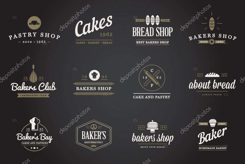Set of Vector Bakery Pastry Elements and Bread Icons Illustration can be used as Logo or Icon in premium quality