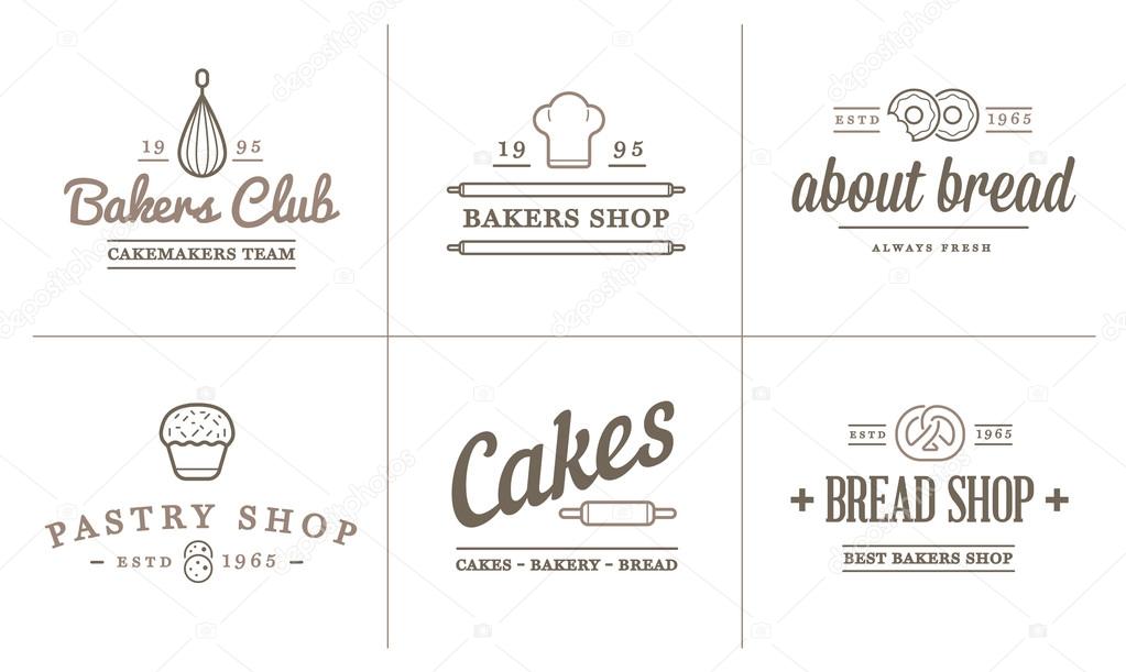 Set of Vector Bakery Pastry Elements and Bread Icons Illustration can be used as Logo or Icon in premium quality