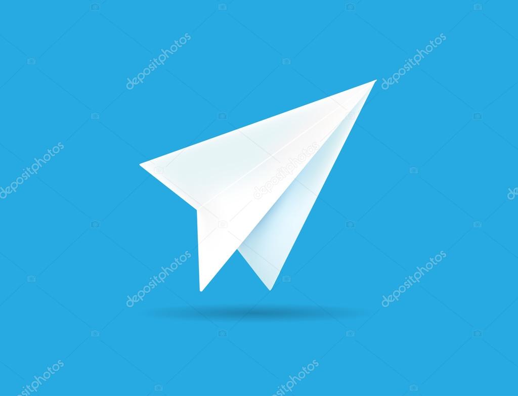 Origami Paper Airplane on Blue Background Vector Illustration can be used as Logo or Icon