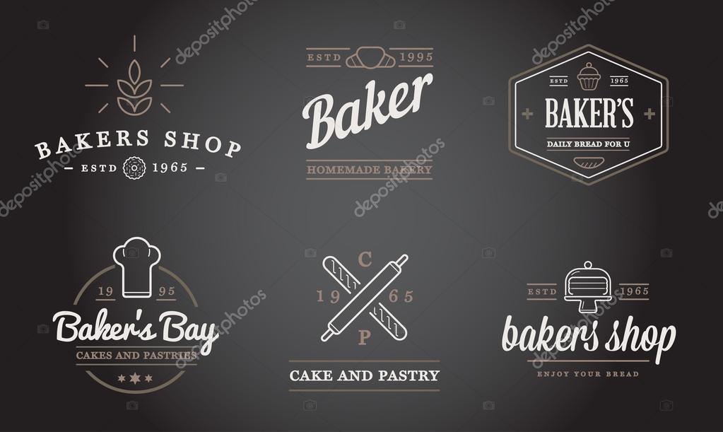 Set of Vector Bakery Pastry Elements and Bread Icons Illustration can be used as Logo or Icon in premium quality