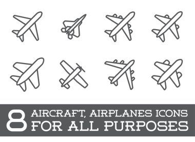 Uçak veya uçak Icons Set