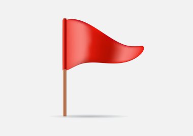 Red Triangular Waving Flag Icon clipart