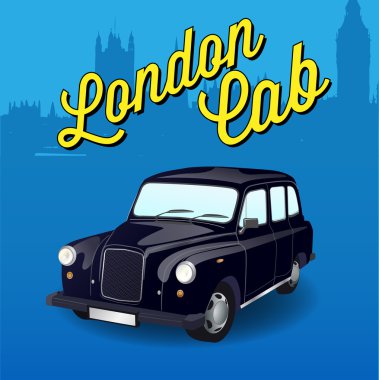 Londra Taksi araba ya da siyah taksi. Vektör çizim