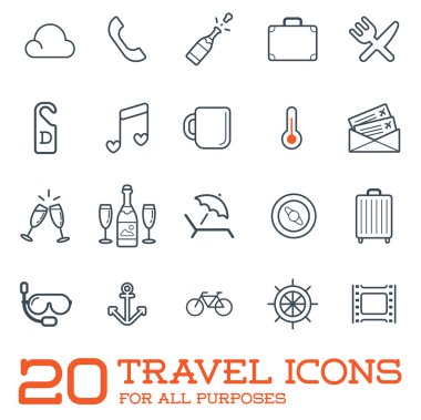 20 seyahat Icons Set