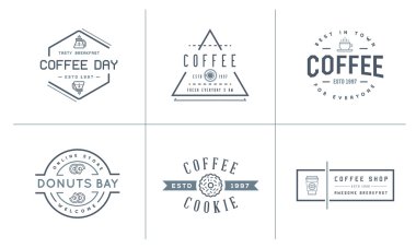 Kahve logo şablonlar ve kahve aksesuarları