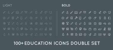Set of Thin and Bold Education Icons