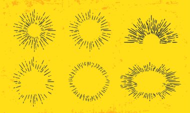 Sun burst vintage shapes elements