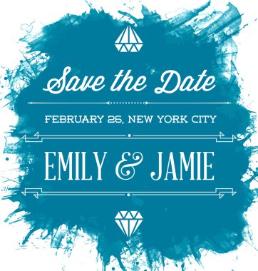 Düğün kartı davetiye suluboya tarzında