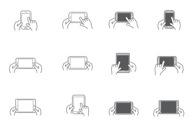 Akıllı aygıt Holding eller ile simgeler