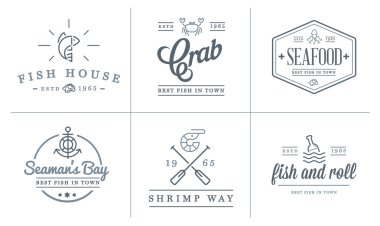 Sea Food Elements and Sea Signs clipart