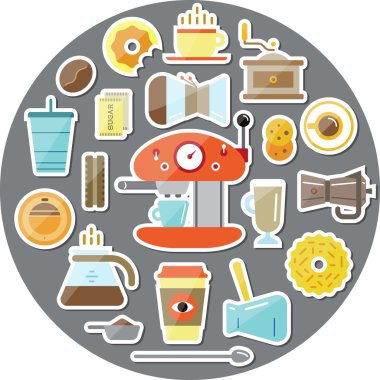 Kahve logo şablonlar ve kahve aksesuarları