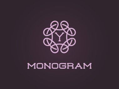 Y harfi ile Monogram tasarım şablonu