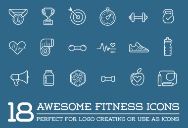 Fitness Aerobik jimnastik salonu öğeler ve simgeler